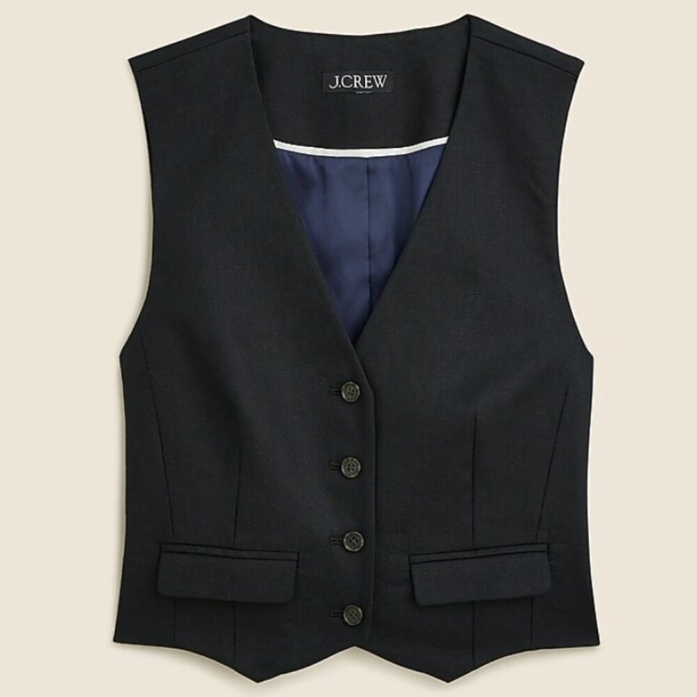 *NWT* J. Crew Classic Vest Stretch Linen, Black